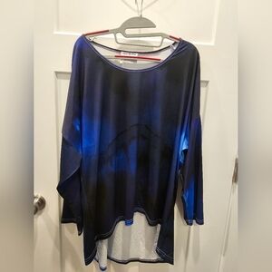 Beyond This Plane NWT Blue Tie-Dye Oversized Tunic Top Women’s 1XL Boho Lounge